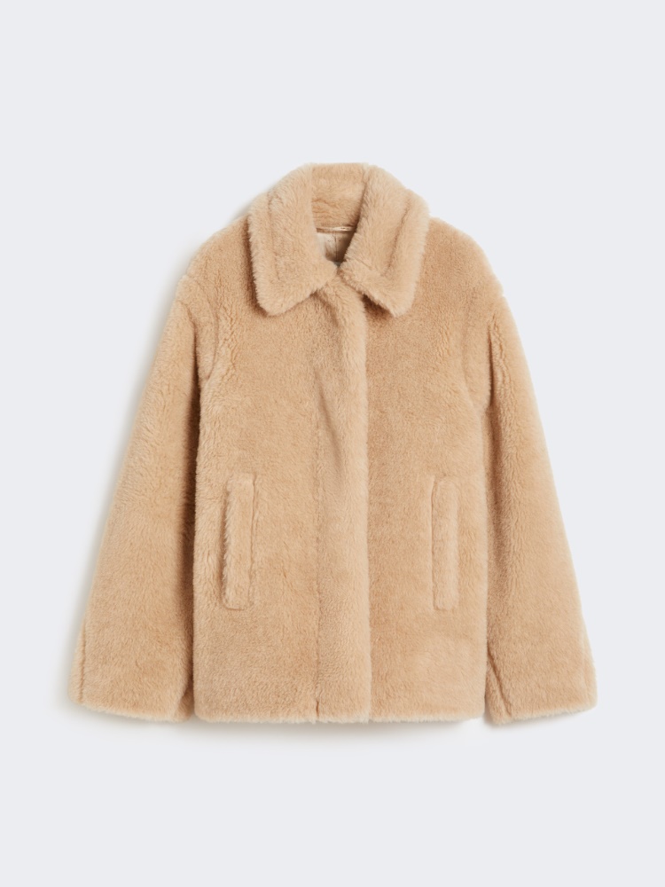 Cropped Teddy coat in alpaca and wool - 白色 - Marina Rinaldi