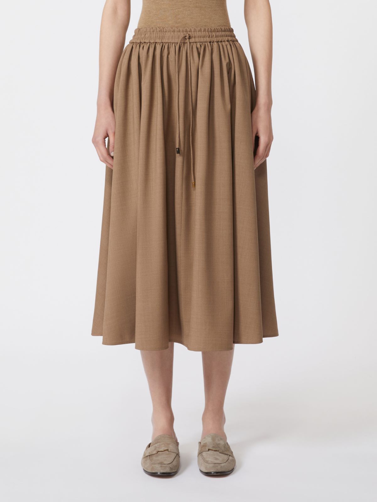 Woollen cloth midi skirt - 浅棕色 - Marina Rinaldi - 2