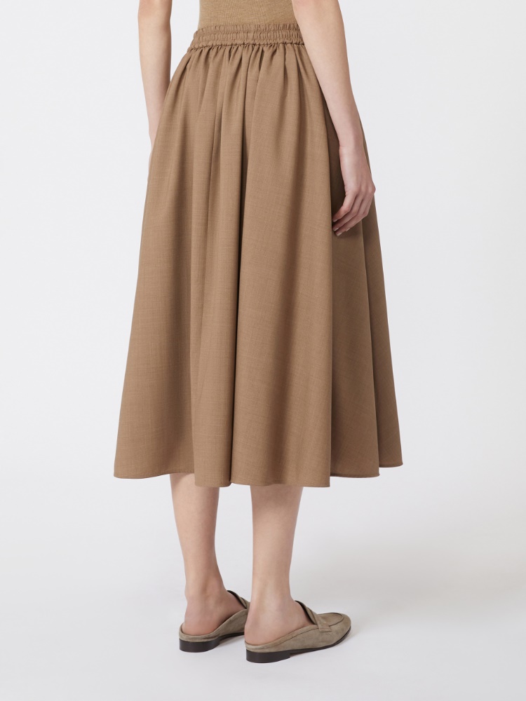 Woollen cloth midi skirt - 浅棕色 - Marina Rinaldi - 3
