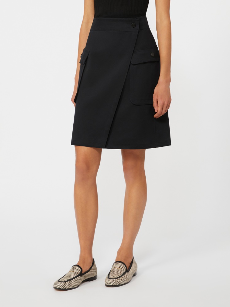 Stretch cotton wrap skirt - 黑色 - Marina Rinaldi - 2