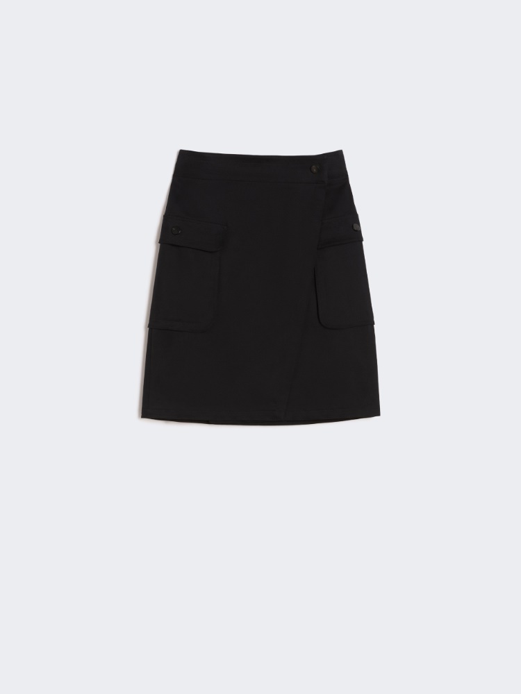 Stretch cotton wrap skirt - 黑色 - Marina Rinaldi - 7