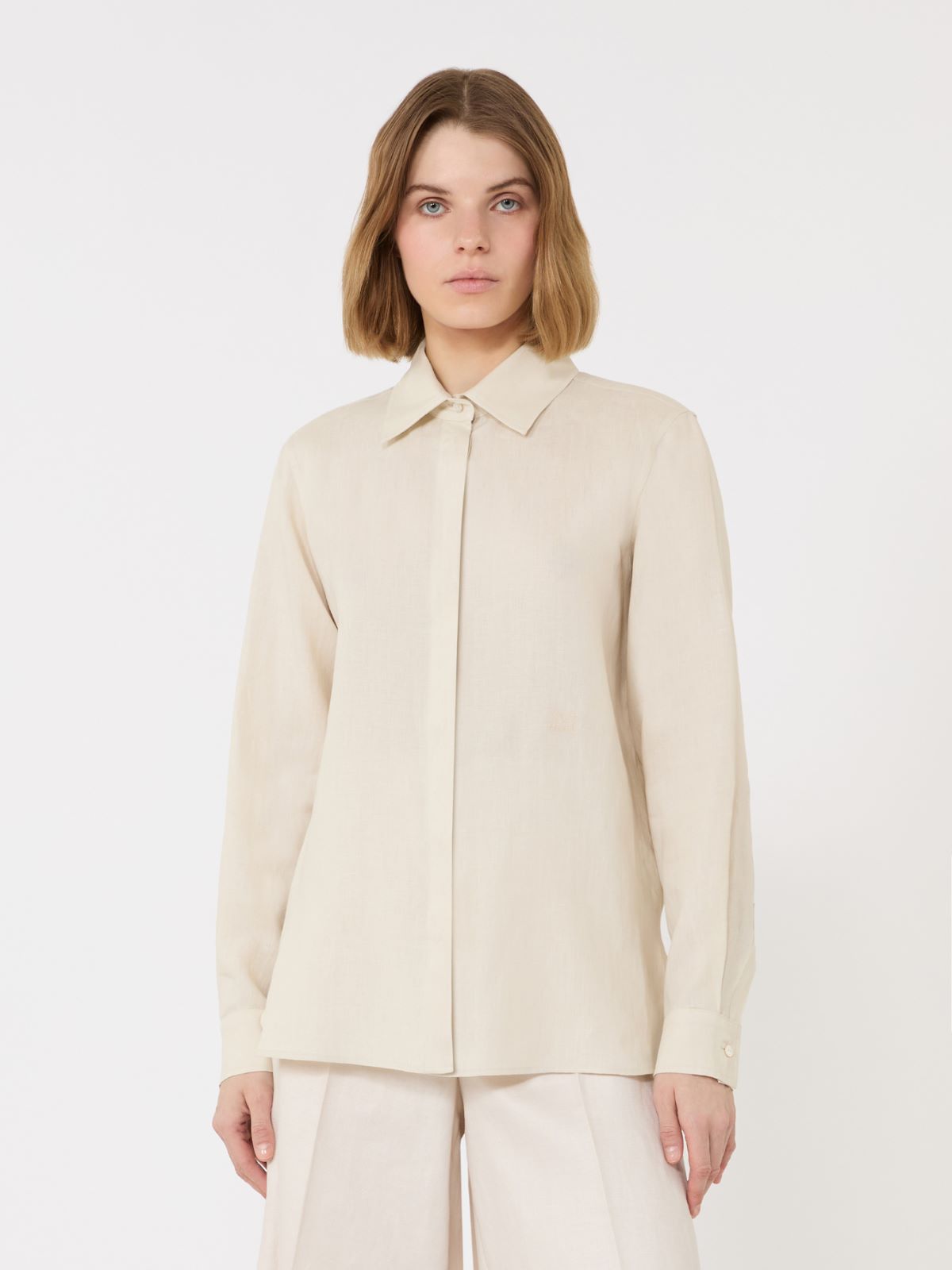 Linen canvas shirt - 米色 - Marina Rinaldi - 2