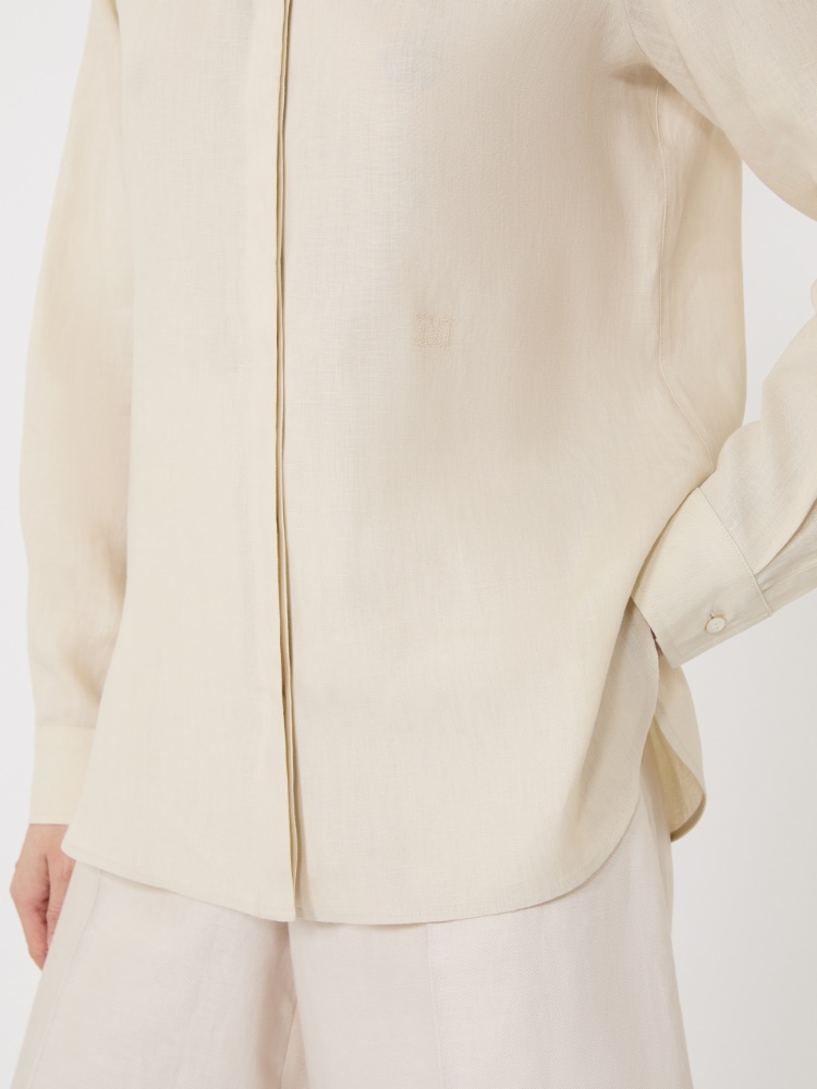 Linen canvas shirt - 米色 - Marina Rinaldi - 4