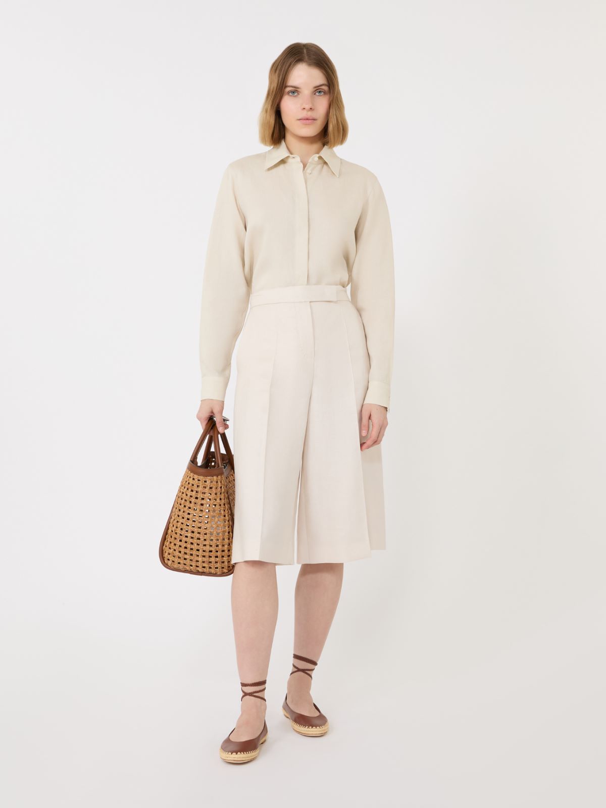 Linen canvas shirt - 米色 - Marina Rinaldi