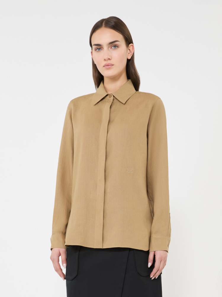 Linen canvas shirt - 米色 - Marina Rinaldi - 2