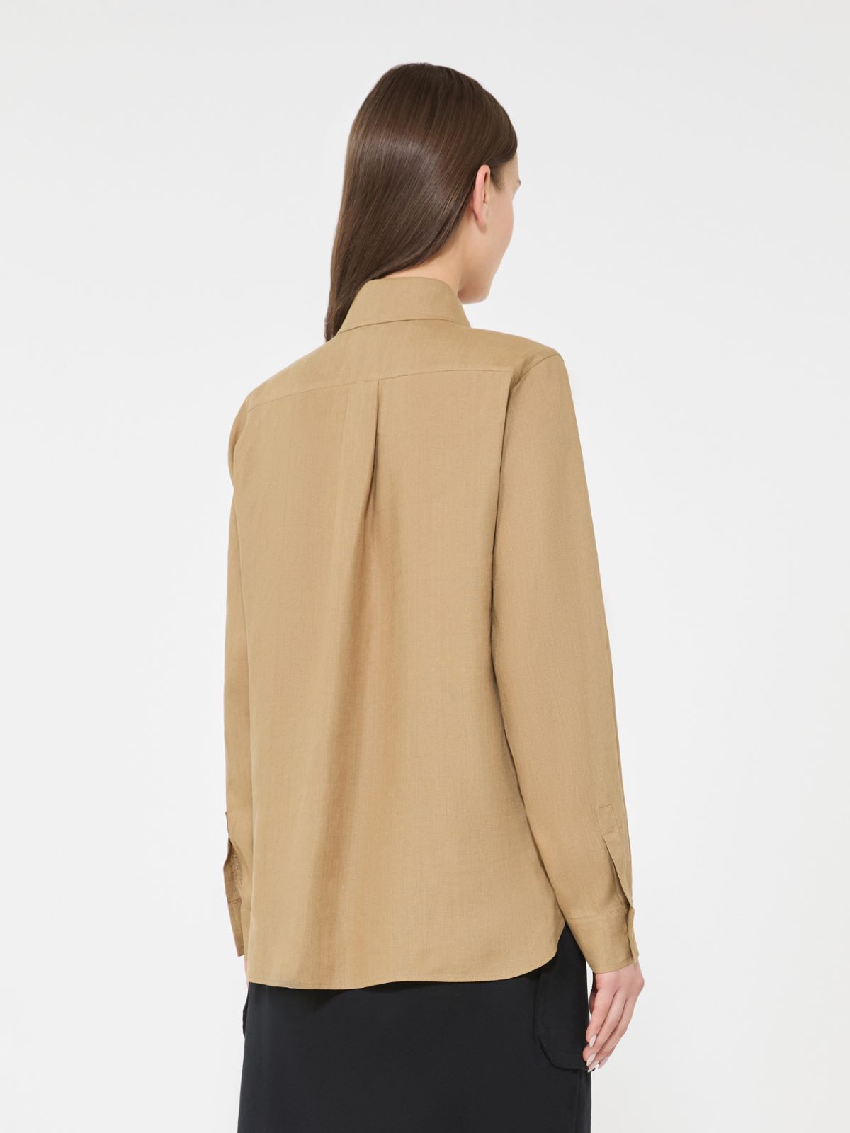 Linen canvas shirt - 米色 - Marina Rinaldi - 3