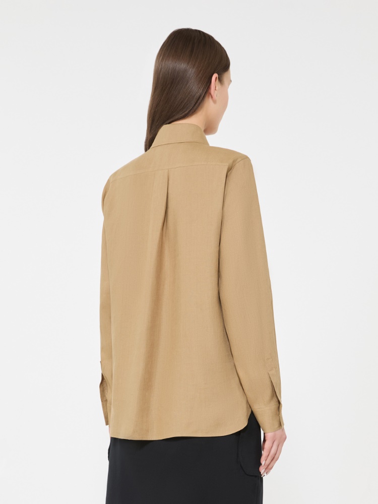 Linen canvas shirt - 米色 - Marina Rinaldi - 3