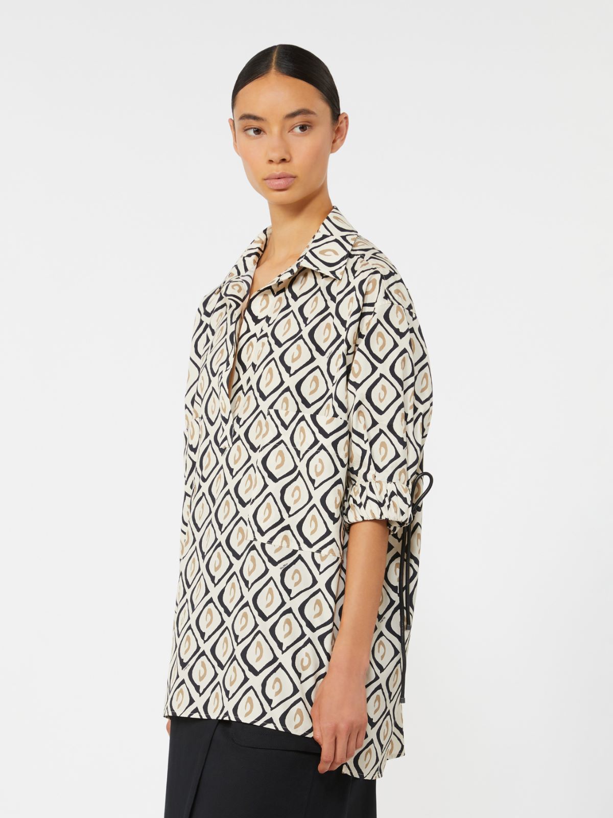 Oversized printed poplin shirt - 米色 - Marina Rinaldi - 2