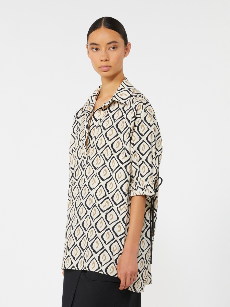 Oversized printed poplin shirt - 米色 - Marina Rinaldi - 2