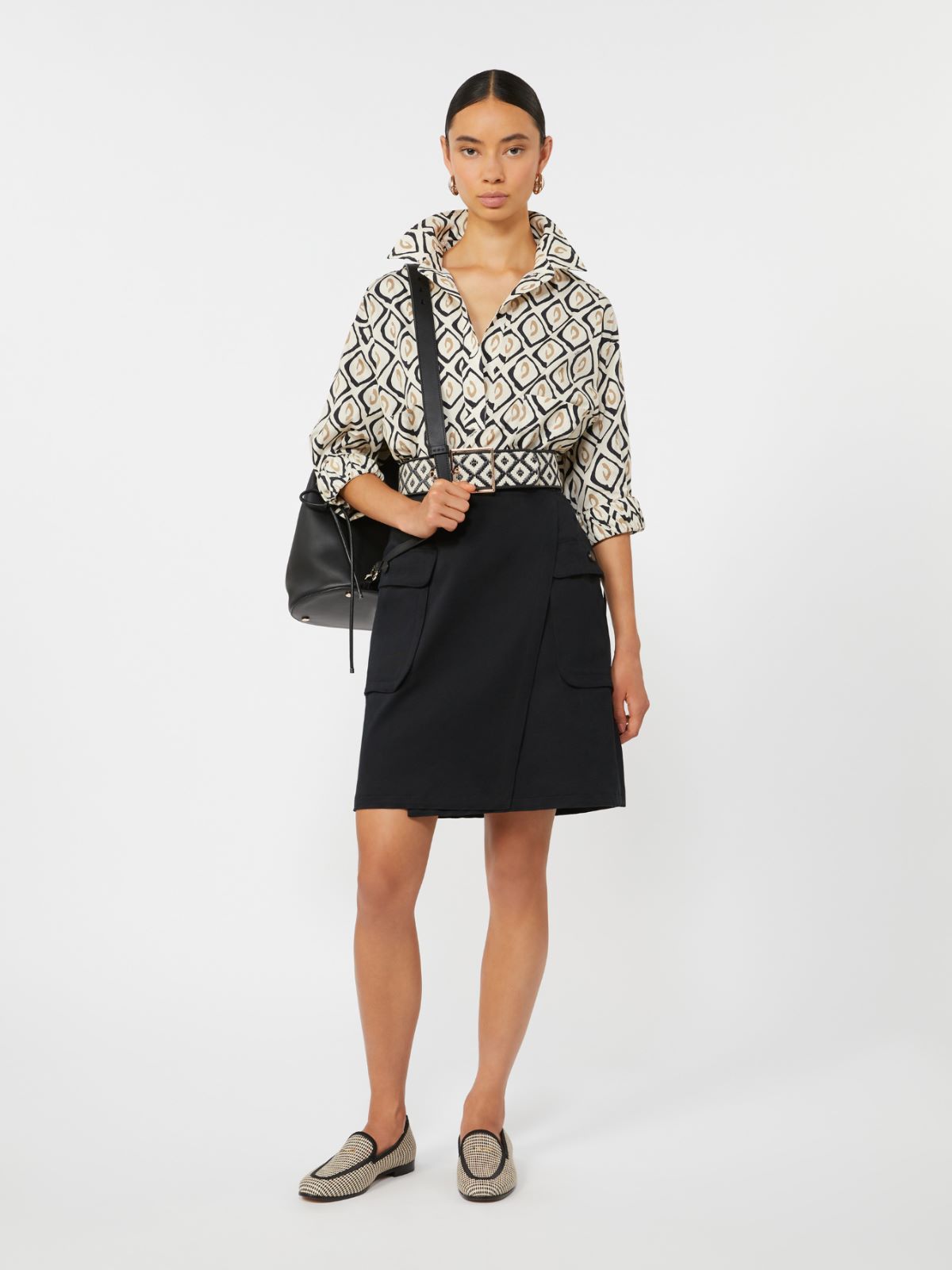 Oversized printed poplin shirt - 米色 - Marina Rinaldi