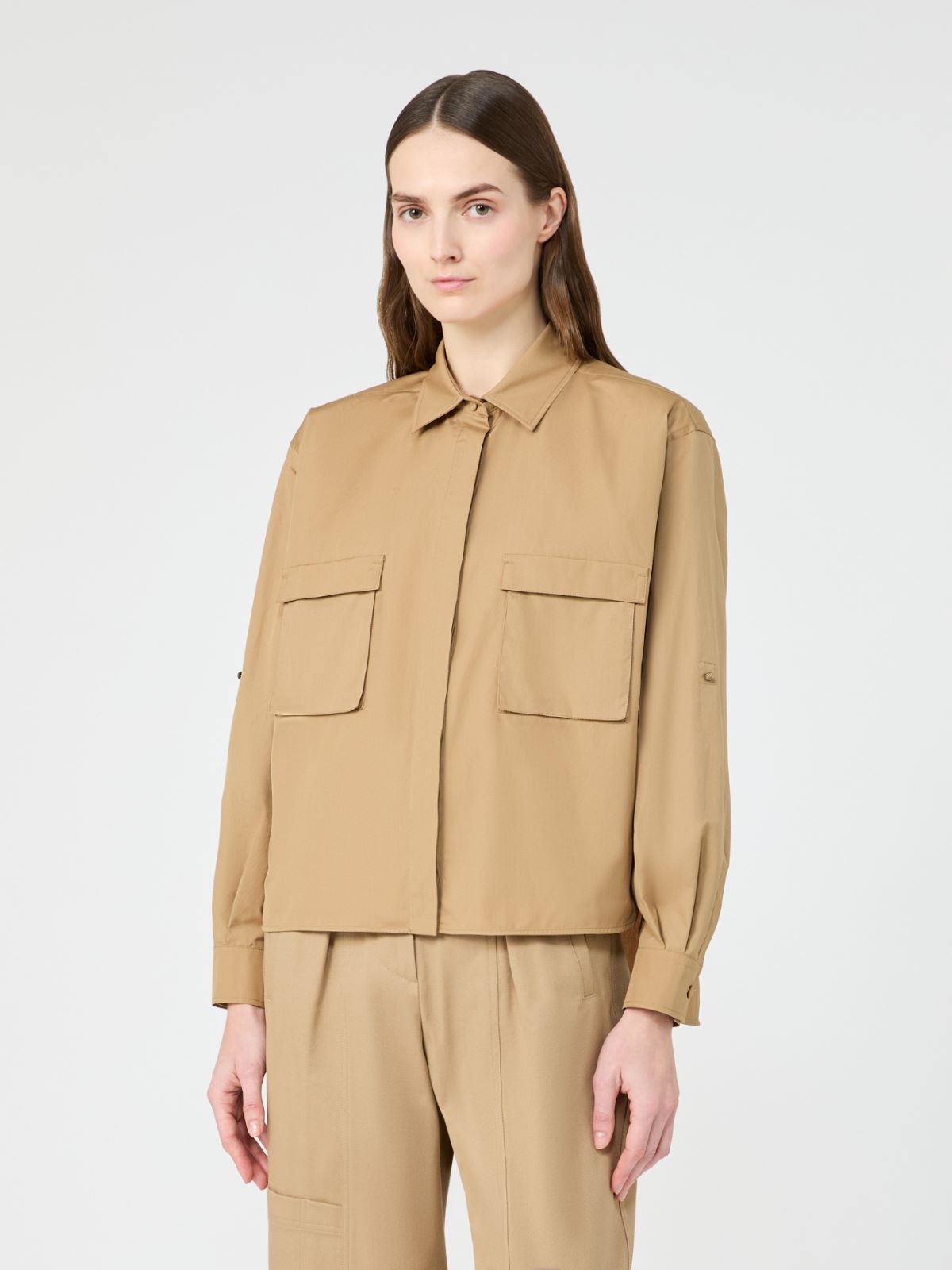 Cotton poplin cropped shirt - 米色 - Marina Rinaldi - 2