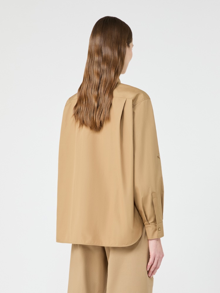 Cotton poplin cropped shirt - 米色 - Marina Rinaldi - 3