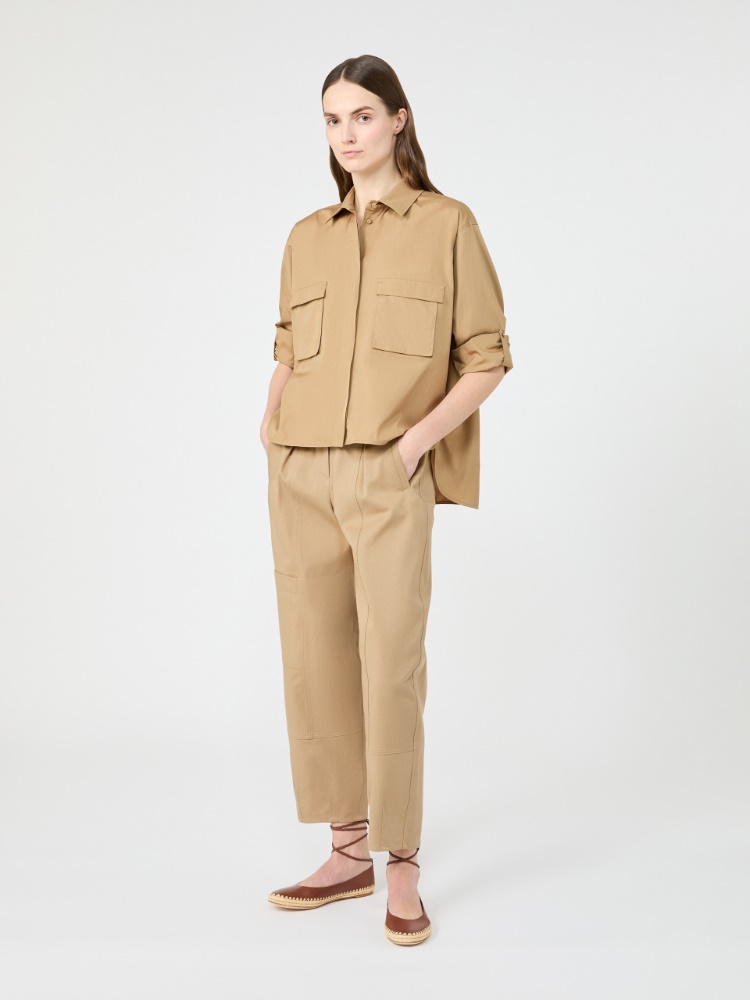 Cotton poplin cropped shirt - 米色 - Marina Rinaldi - 2