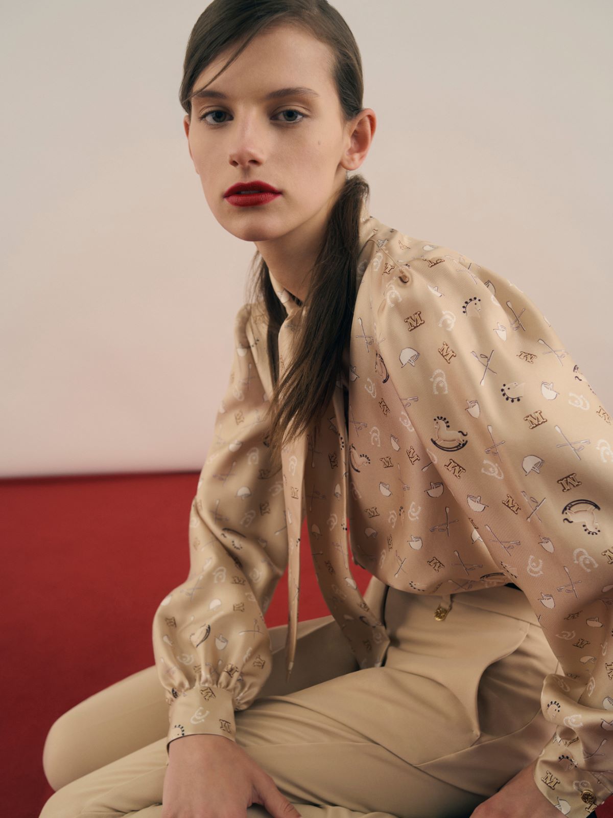 真丝印花衬衫 - 白色 - Marina Rinaldi