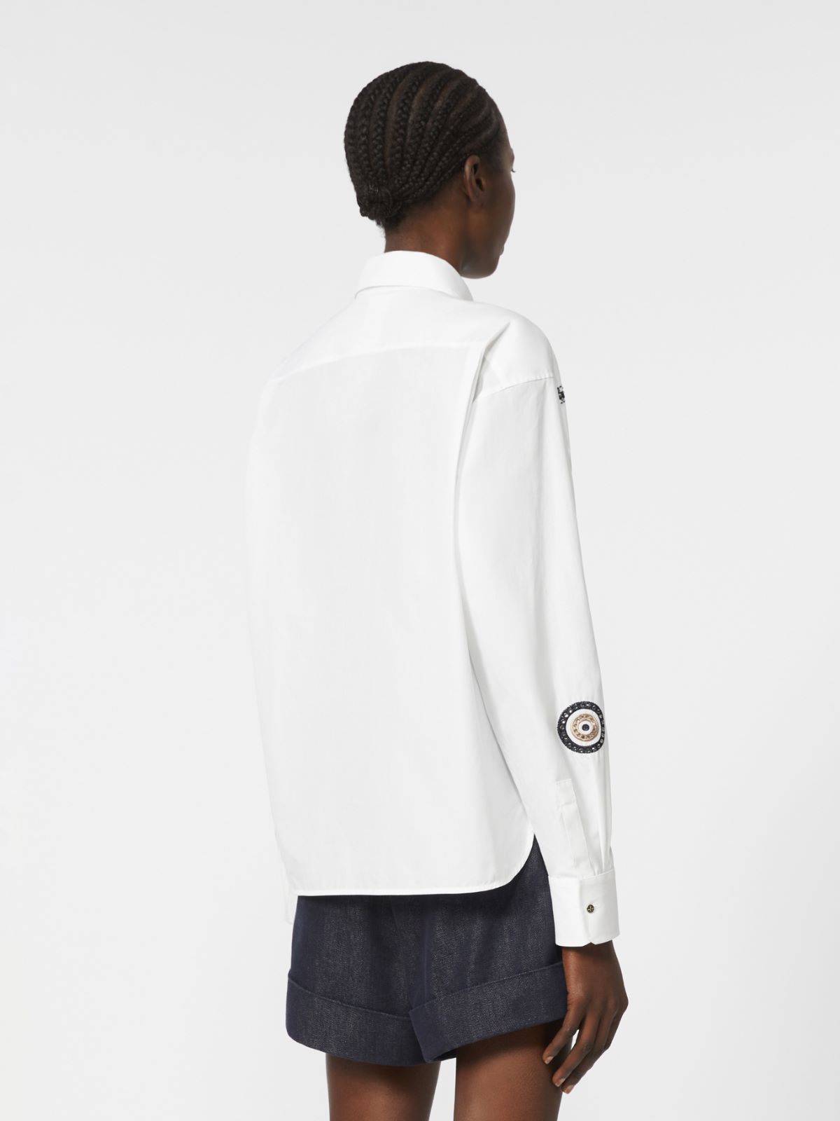 Embroidered poplin shirt - 白色 - Marina Rinaldi - 3