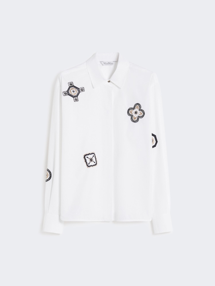 Embroidered poplin shirt - 白色 - Marina Rinaldi - 6
