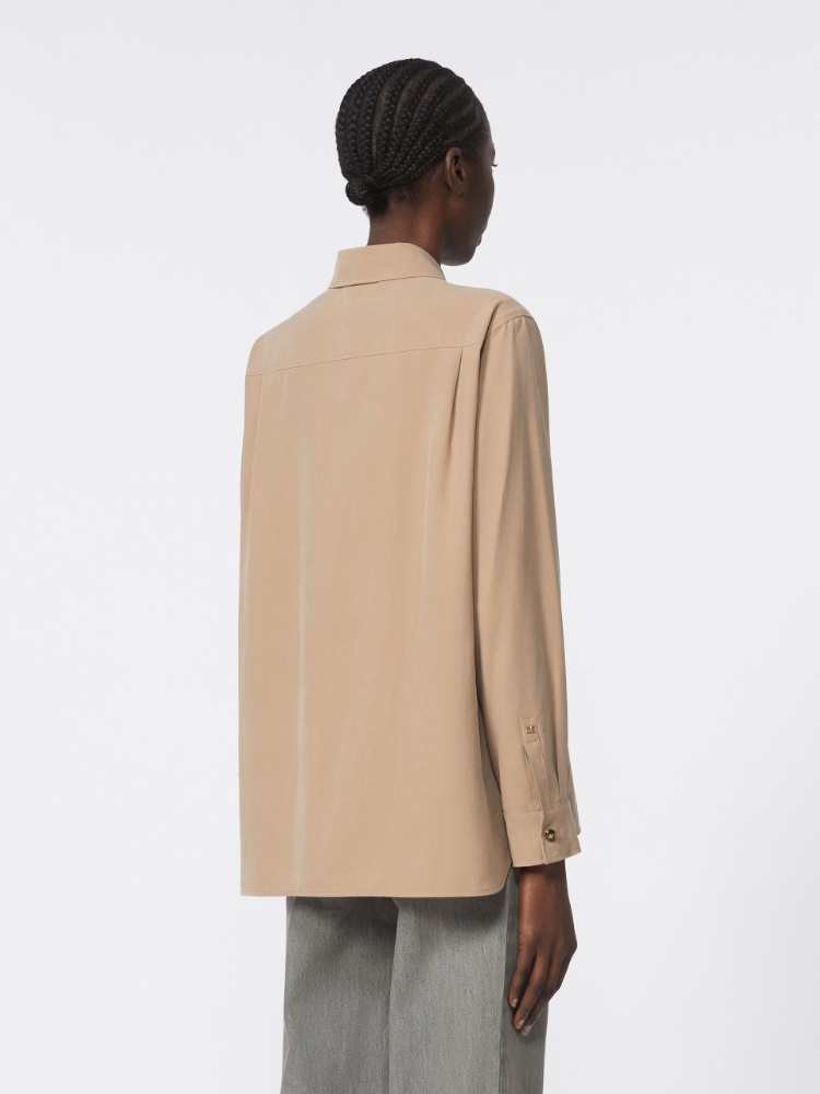 Silk canvas shirt - 浅棕色 - Marina Rinaldi - 3