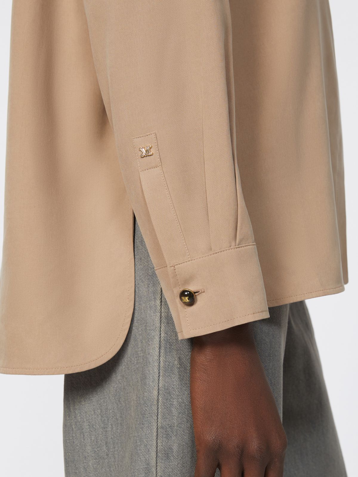 Silk canvas shirt - 浅棕色 - Marina Rinaldi - 4