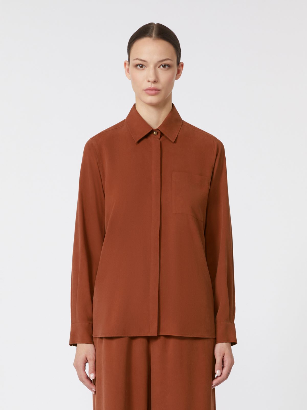 Silk canvas shirt - 褐色 - Marina Rinaldi - 2