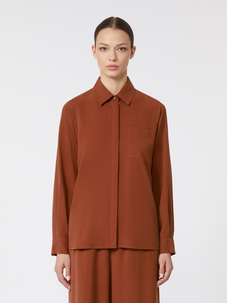 Silk canvas shirt - 褐色 - Marina Rinaldi - 2
