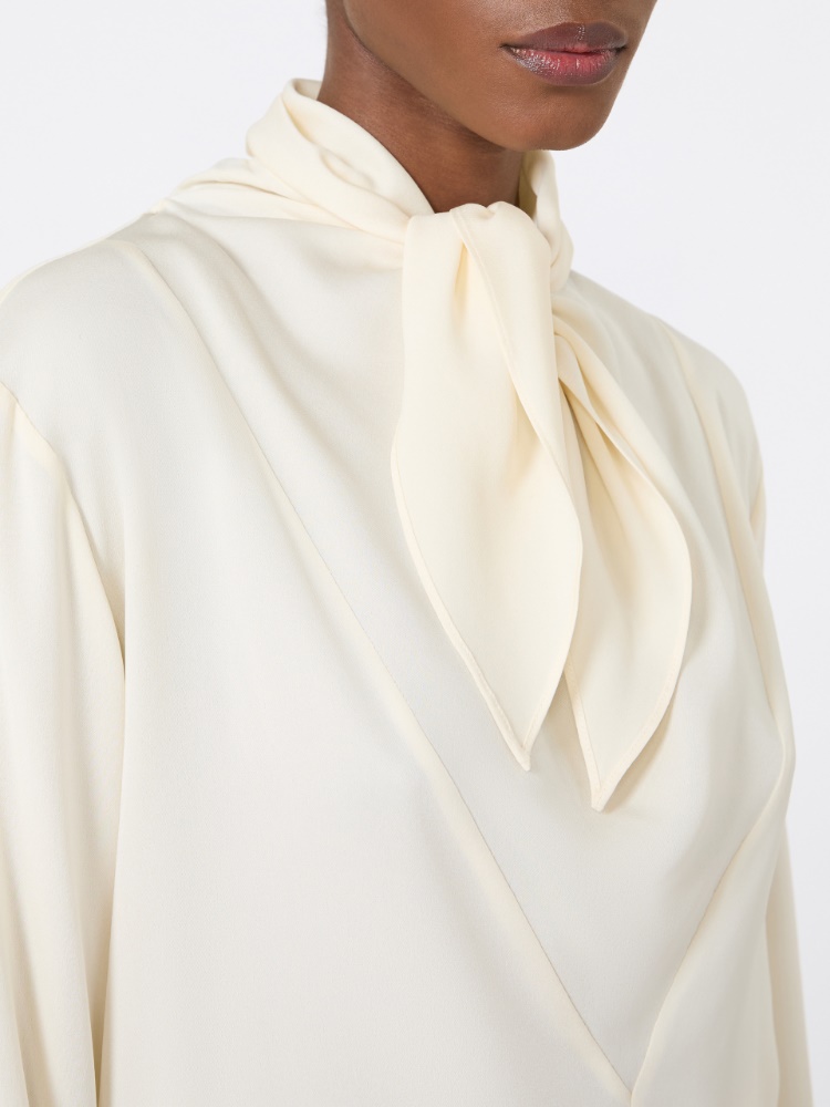 Silk charmeuse blouse - 白色 - Marina Rinaldi - 4