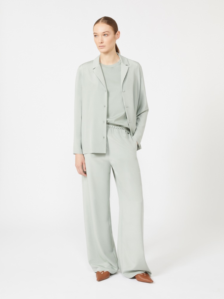 真丝混纺阔腿长裤 - 绿色 - Marina Rinaldi - 2