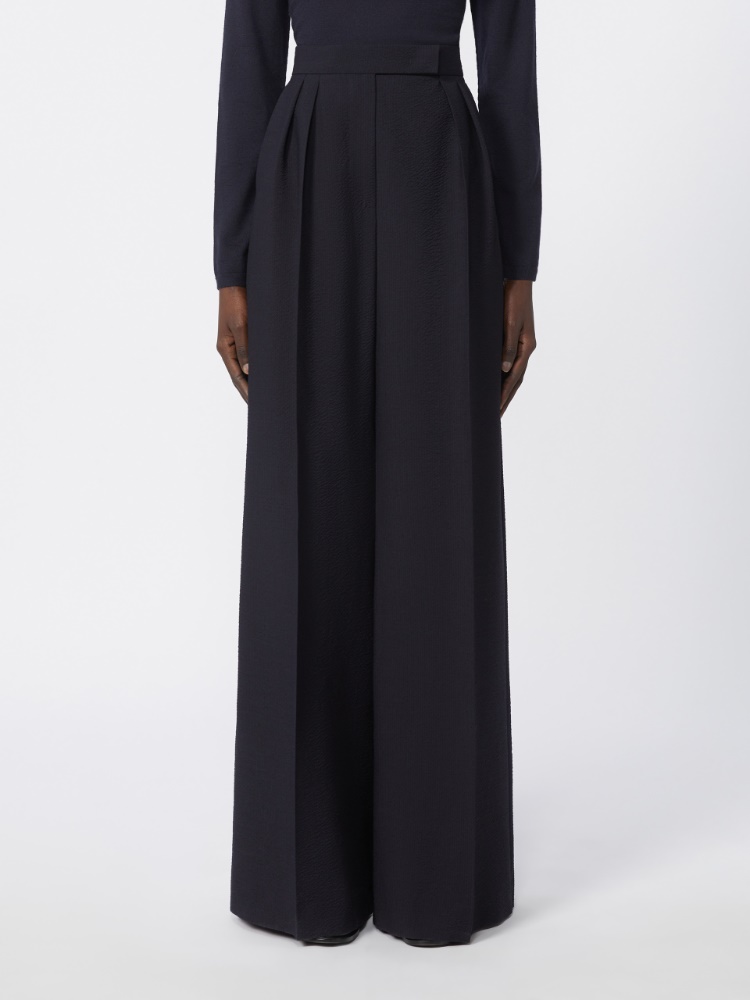 绵羊毛混纺阔腿长裤 - 蓝色 - Marina Rinaldi - 2