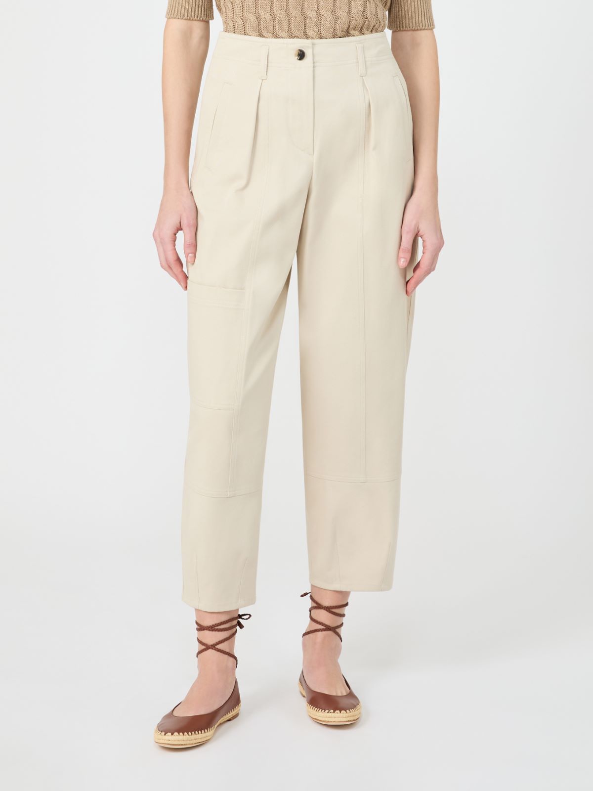 Cotton bull denim cargo trousers - 米色 - Marina Rinaldi - 2