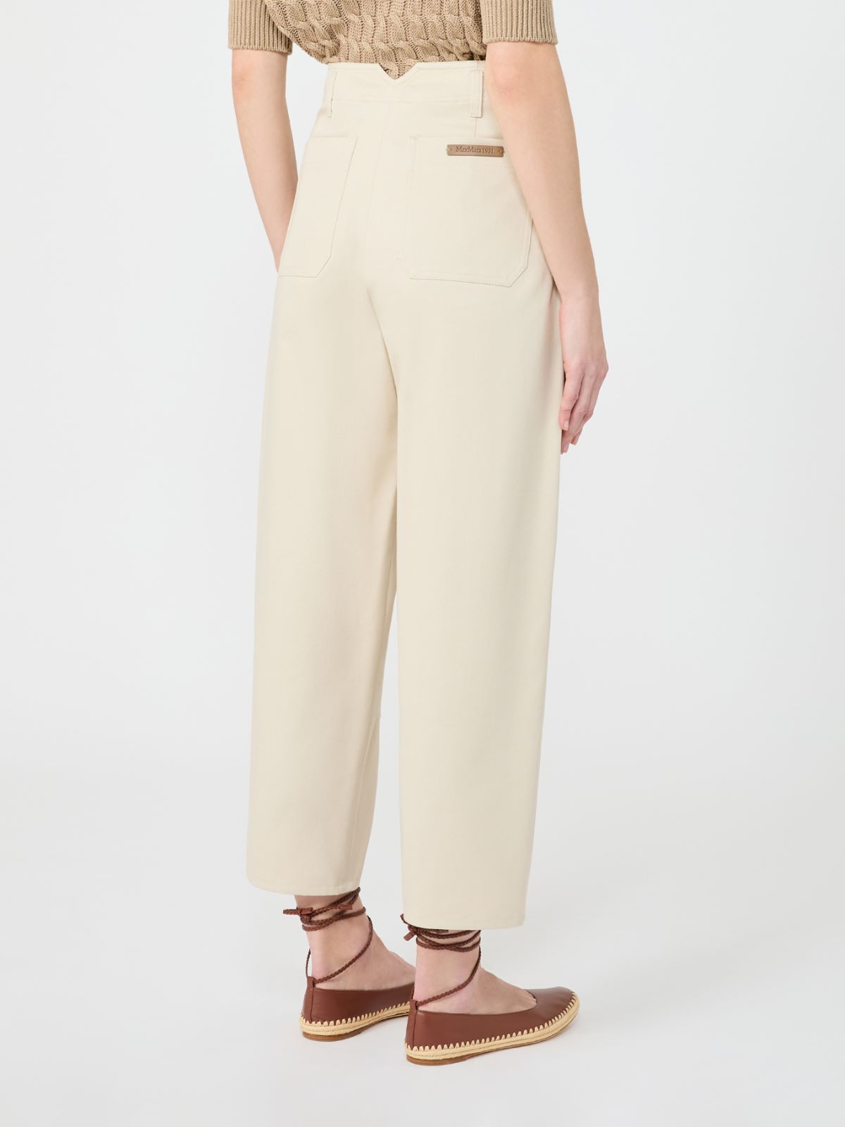 Cotton bull denim cargo trousers - 米色 - Marina Rinaldi - 3