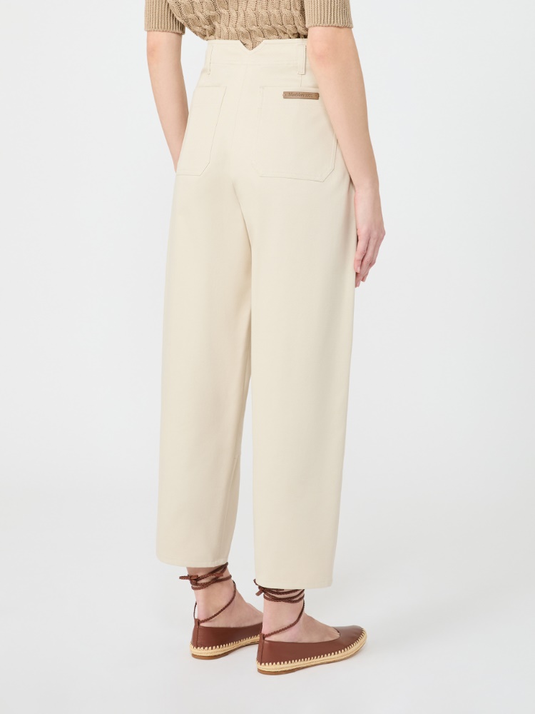 Cotton bull denim cargo trousers - 米色 - Marina Rinaldi - 3