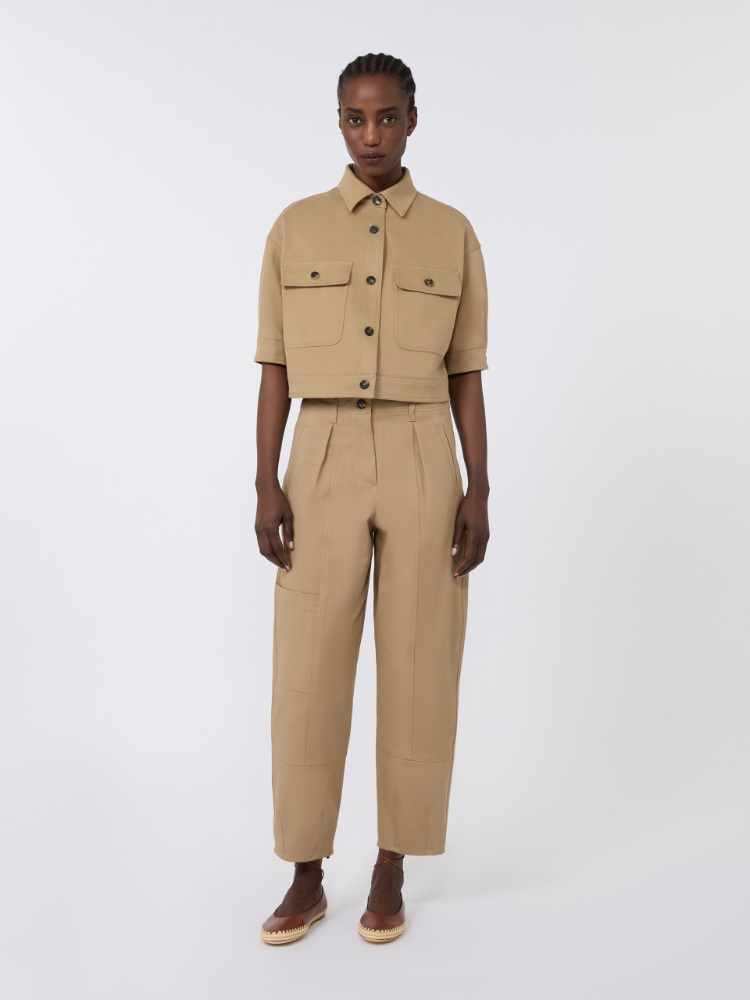 Cotton bull denim cargo trousers - 米色 - Marina Rinaldi