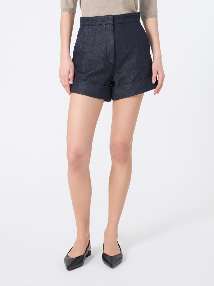 Denim-look cotton shorts - 深蓝色 - Marina Rinaldi - 2