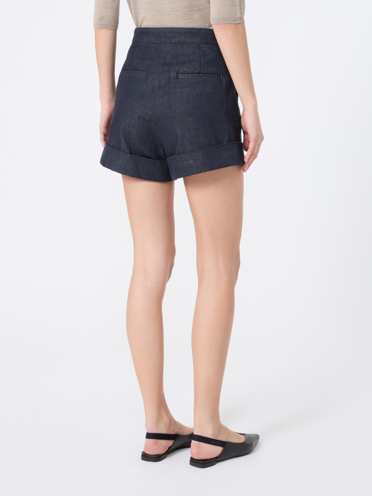 Denim-look cotton shorts - 深蓝色 - Marina Rinaldi - 3