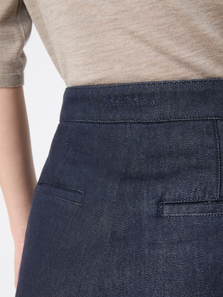 Denim-look cotton shorts - 深蓝色 - Marina Rinaldi - 4