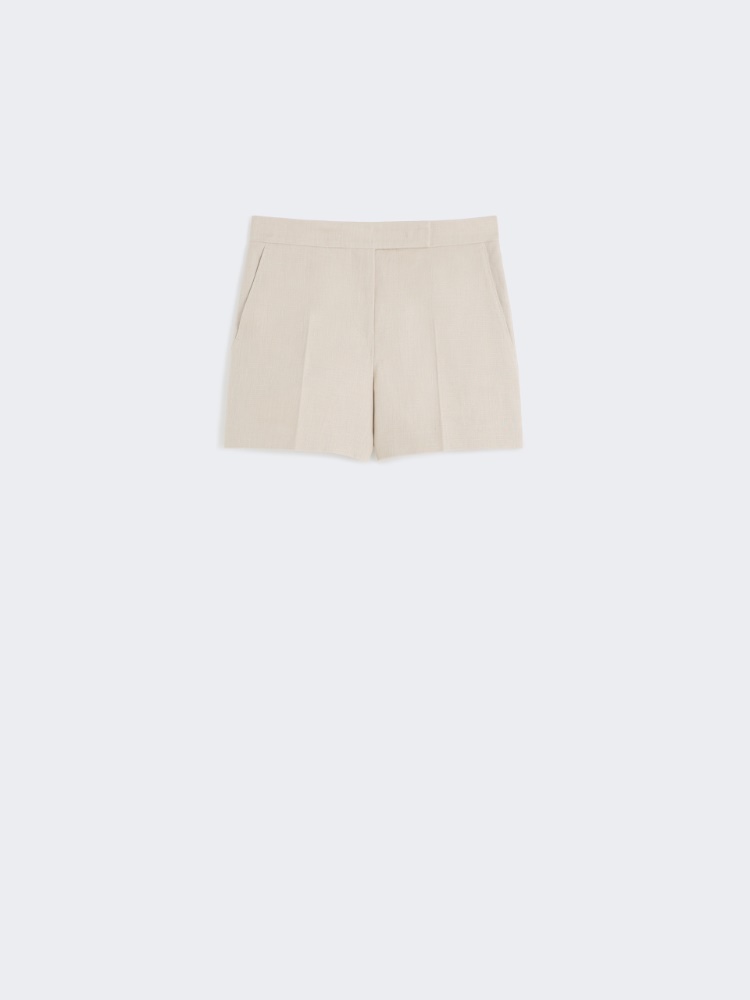 Linen basketweave shorts - 米色 - Marina Rinaldi