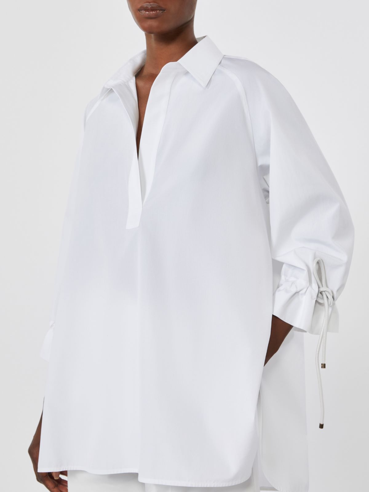 Cotton poplin blouse - 白色 - Marina Rinaldi - 4