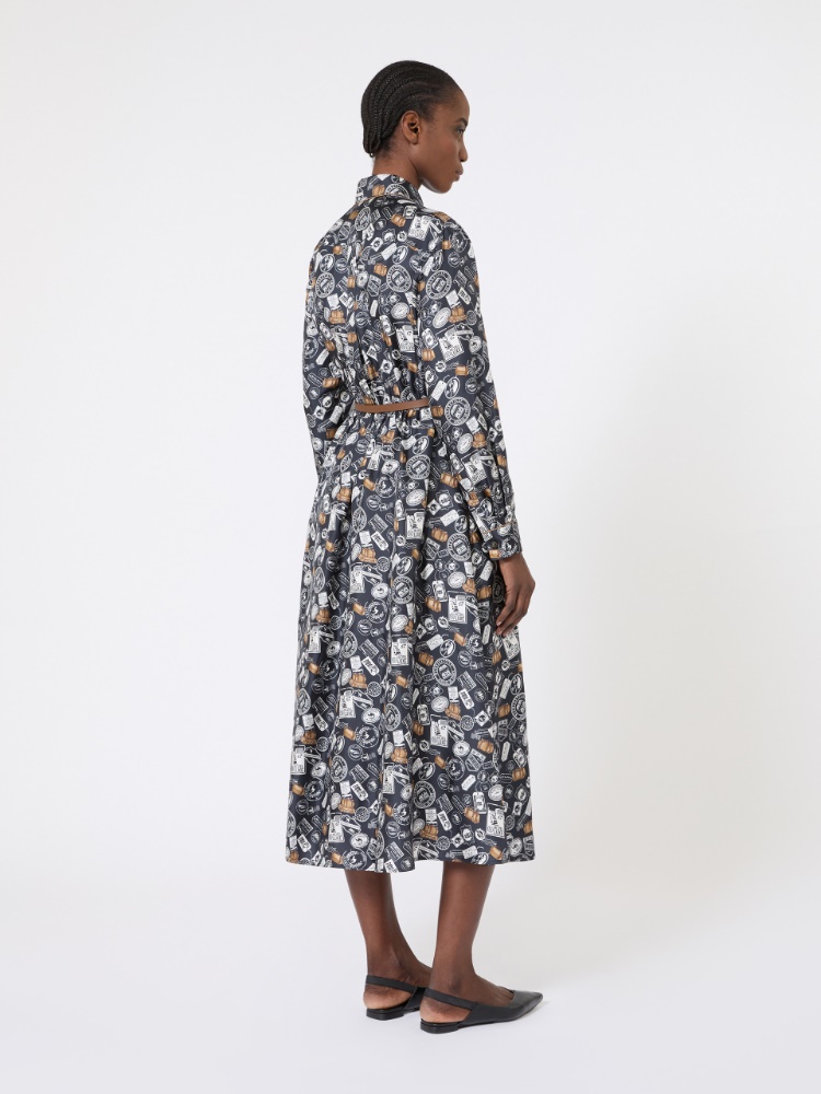 Printed silk shirt dress - 蓝色 - Marina Rinaldi - 3