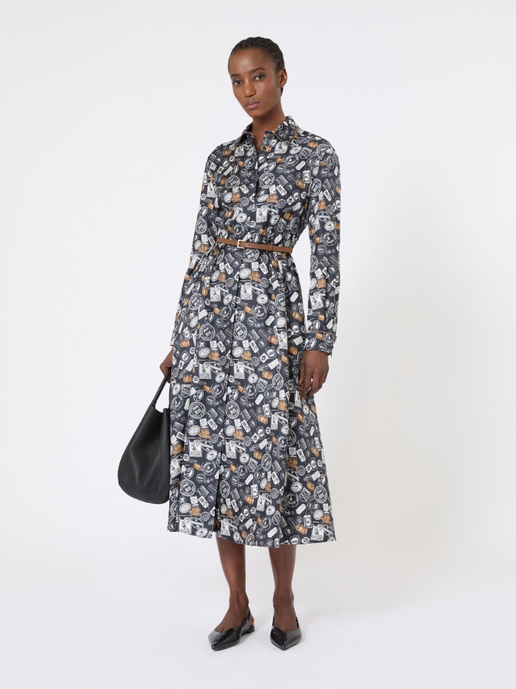 Printed silk shirt dress - 蓝色 - Marina Rinaldi
