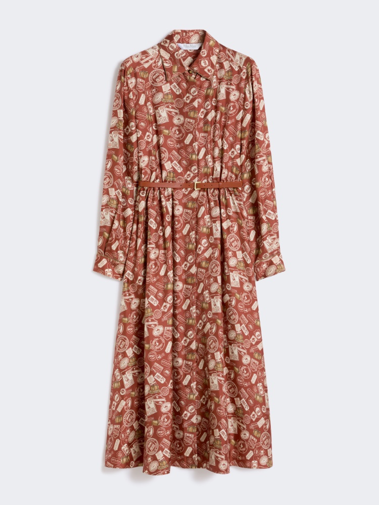 Printed silk shirt dress - 褐色 - Marina Rinaldi - 6
