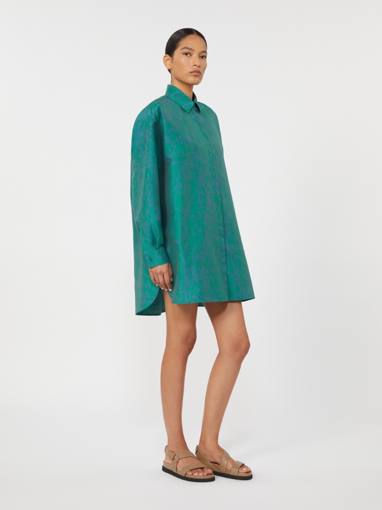 Printed cotton and silk shirt dress - 绿色 - Marina Rinaldi - 2