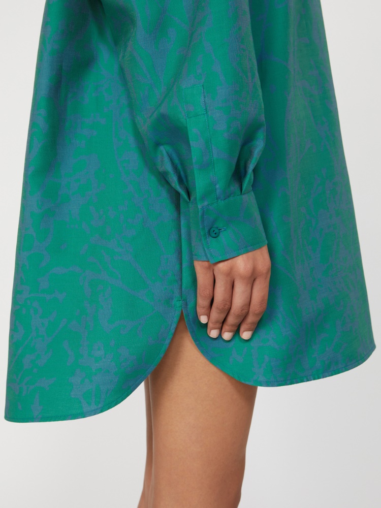 Printed cotton and silk shirt dress - 绿色 - Marina Rinaldi - 5