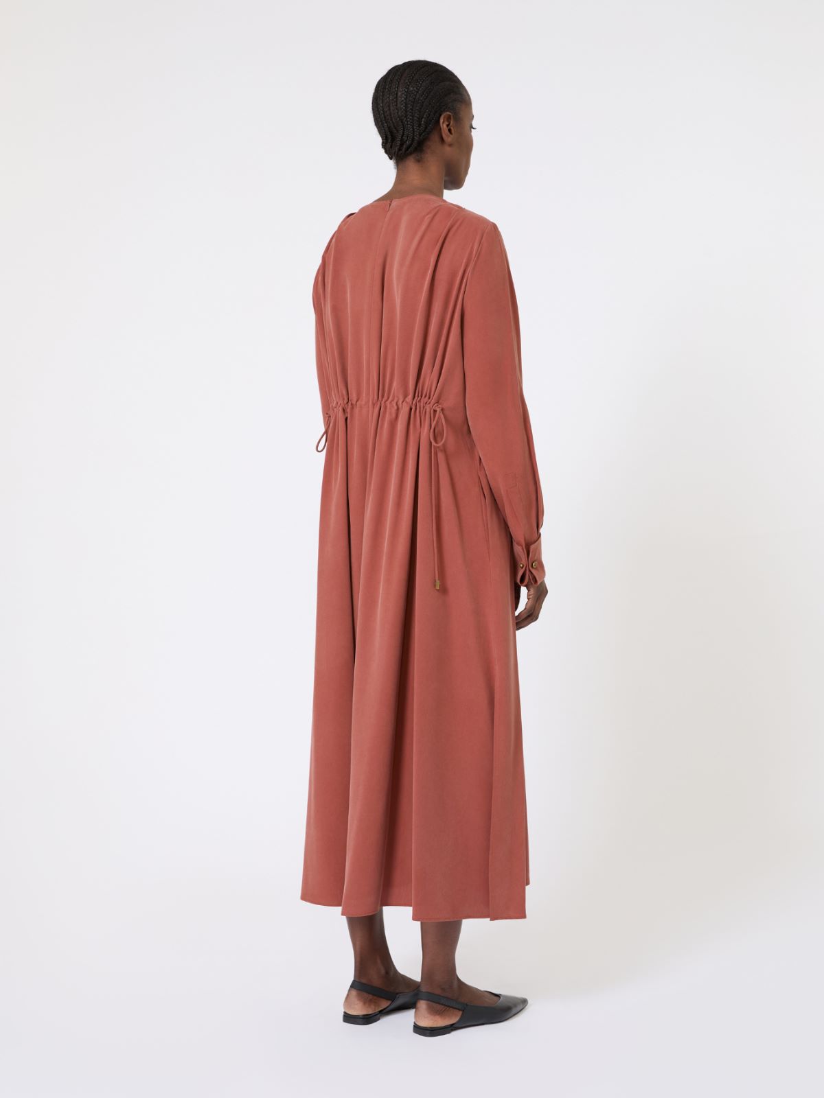Washed silk canvas dress - 褐色 - Marina Rinaldi - 3
