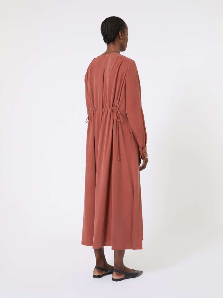 Washed silk canvas dress - 褐色 - Marina Rinaldi - 3