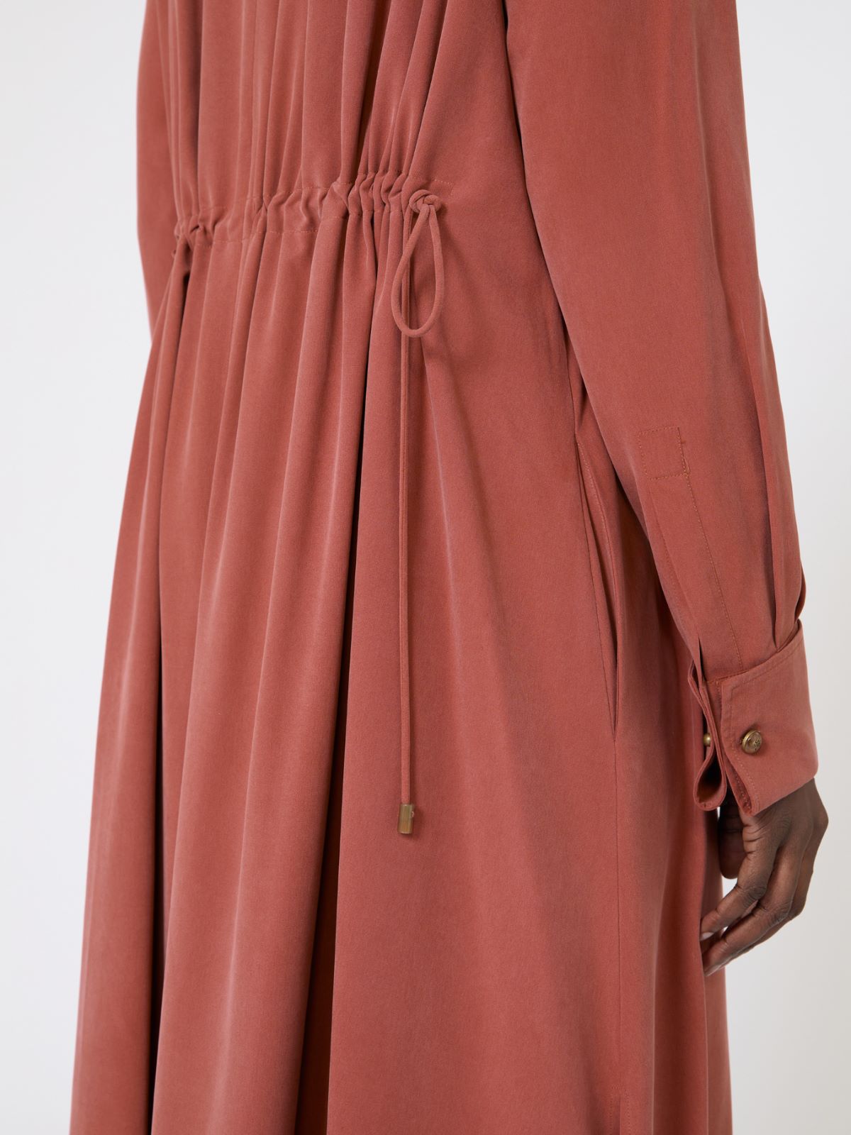 Washed silk canvas dress - 褐色 - Marina Rinaldi - 4