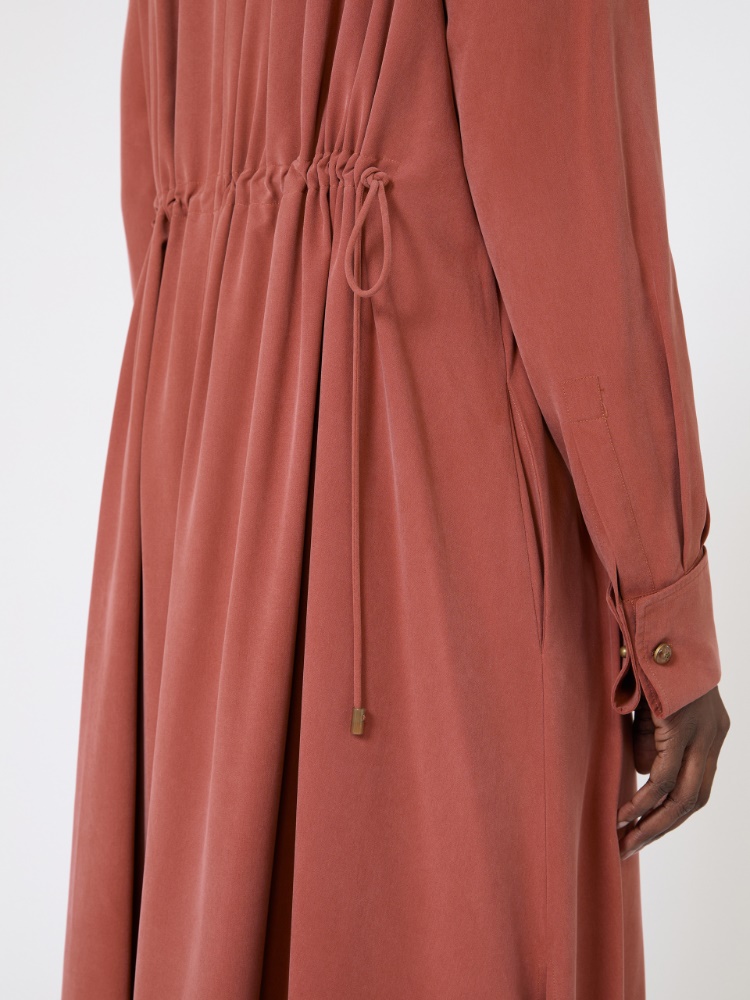 Washed silk canvas dress - 褐色 - Marina Rinaldi - 4