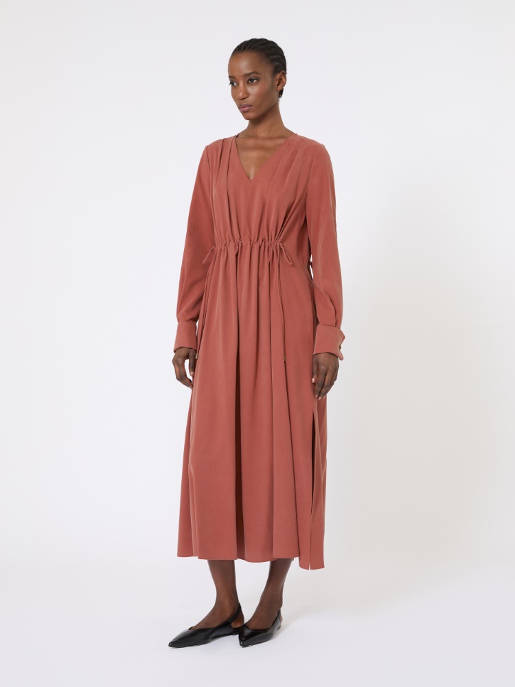 Washed silk canvas dress - 褐色 - Marina Rinaldi - 2