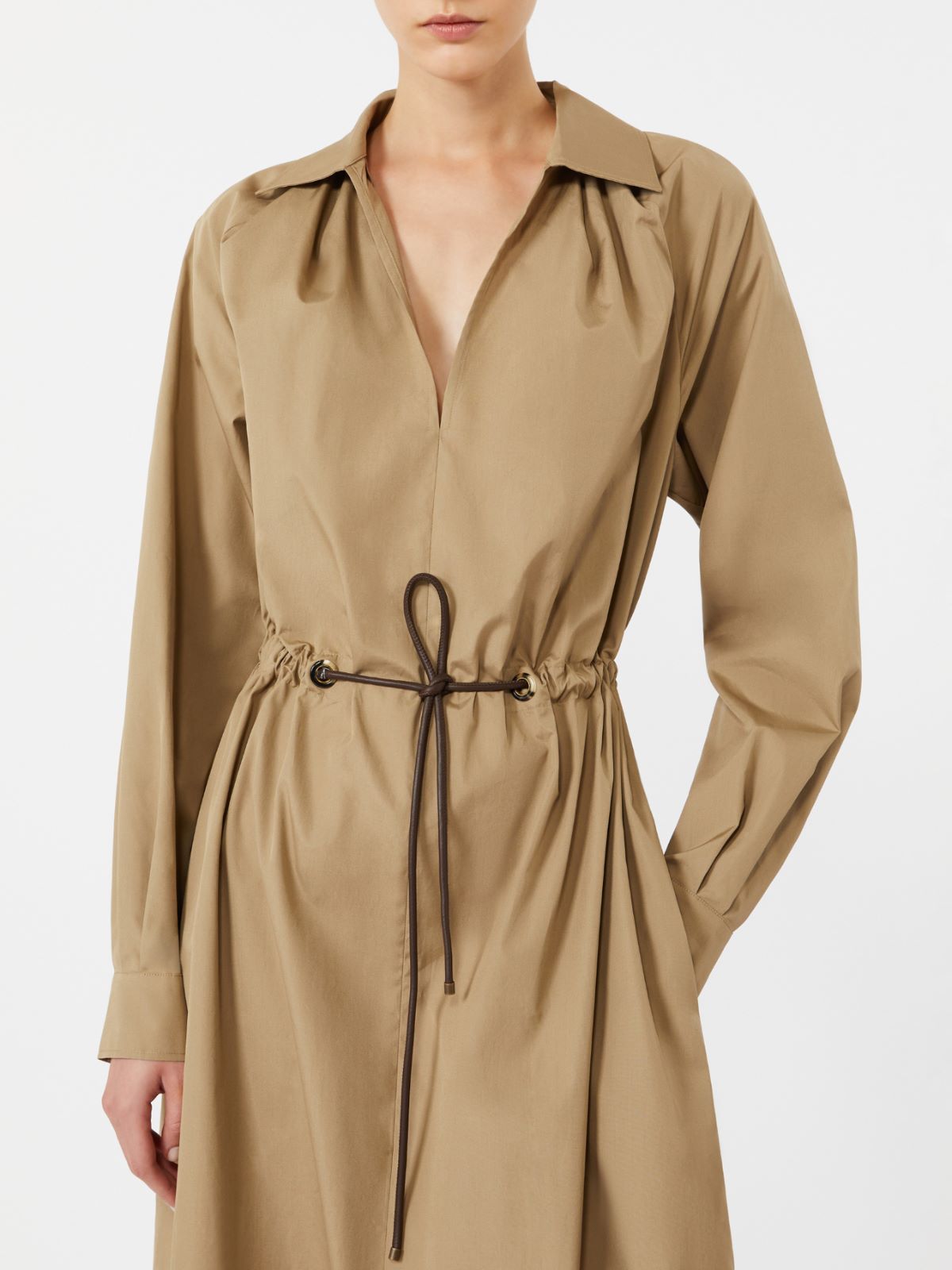 棉府绸衬衫式连衣裙 - 绿色 - Marina Rinaldi - 4