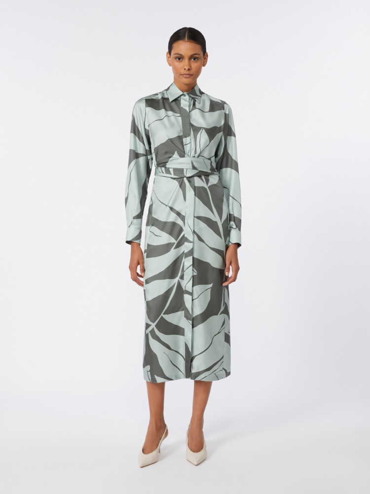 Printed silk shirt dress - 绿色 - Marina Rinaldi - 2