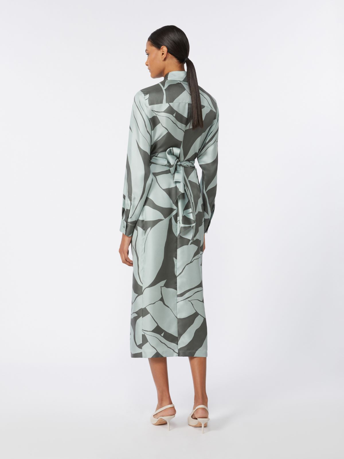 Printed silk shirt dress - 绿色 - Marina Rinaldi - 3