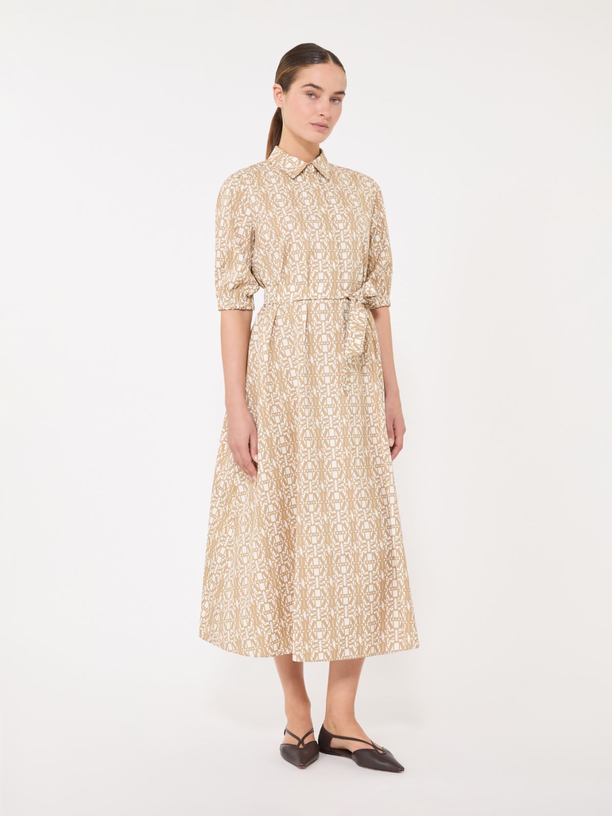 Printed poplin shirt dress - 白色 - Marina Rinaldi - 2